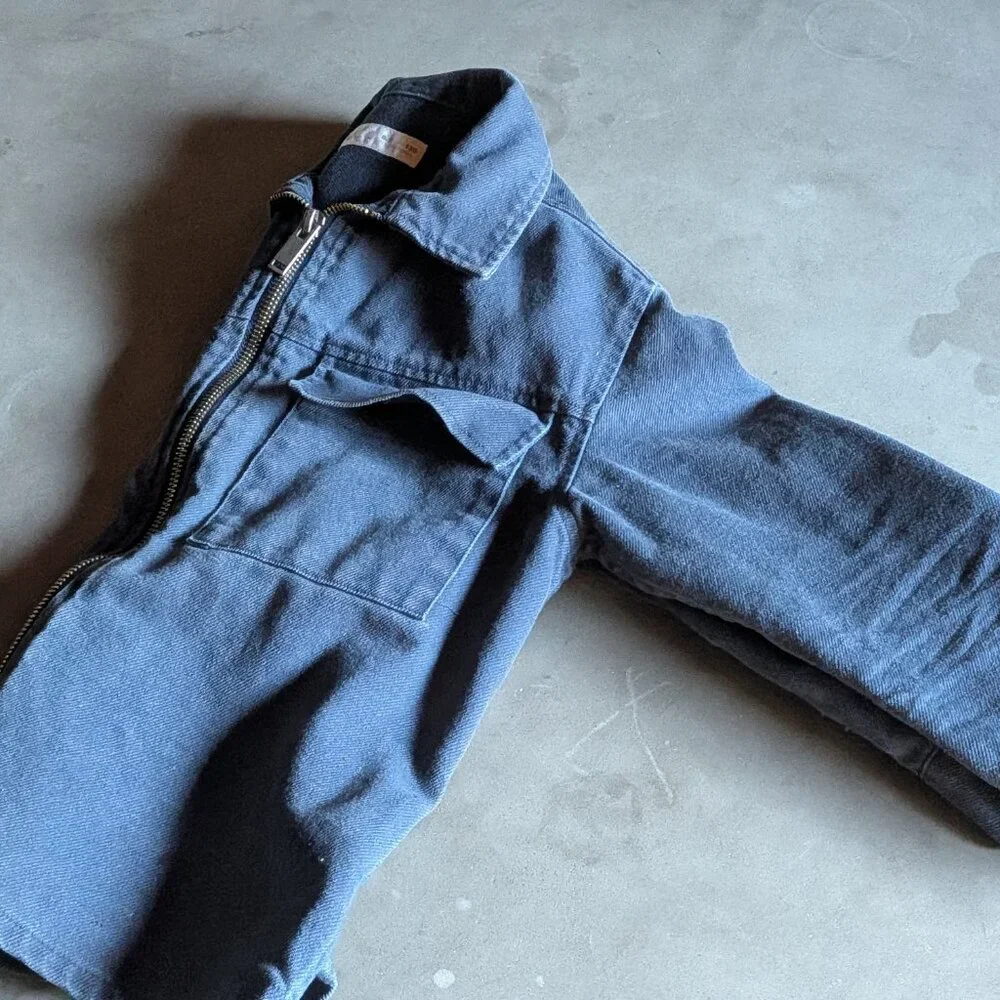 Zara Kids Blue Denim Zip-Up Chore Jacket - Size 6-7 (120cm)